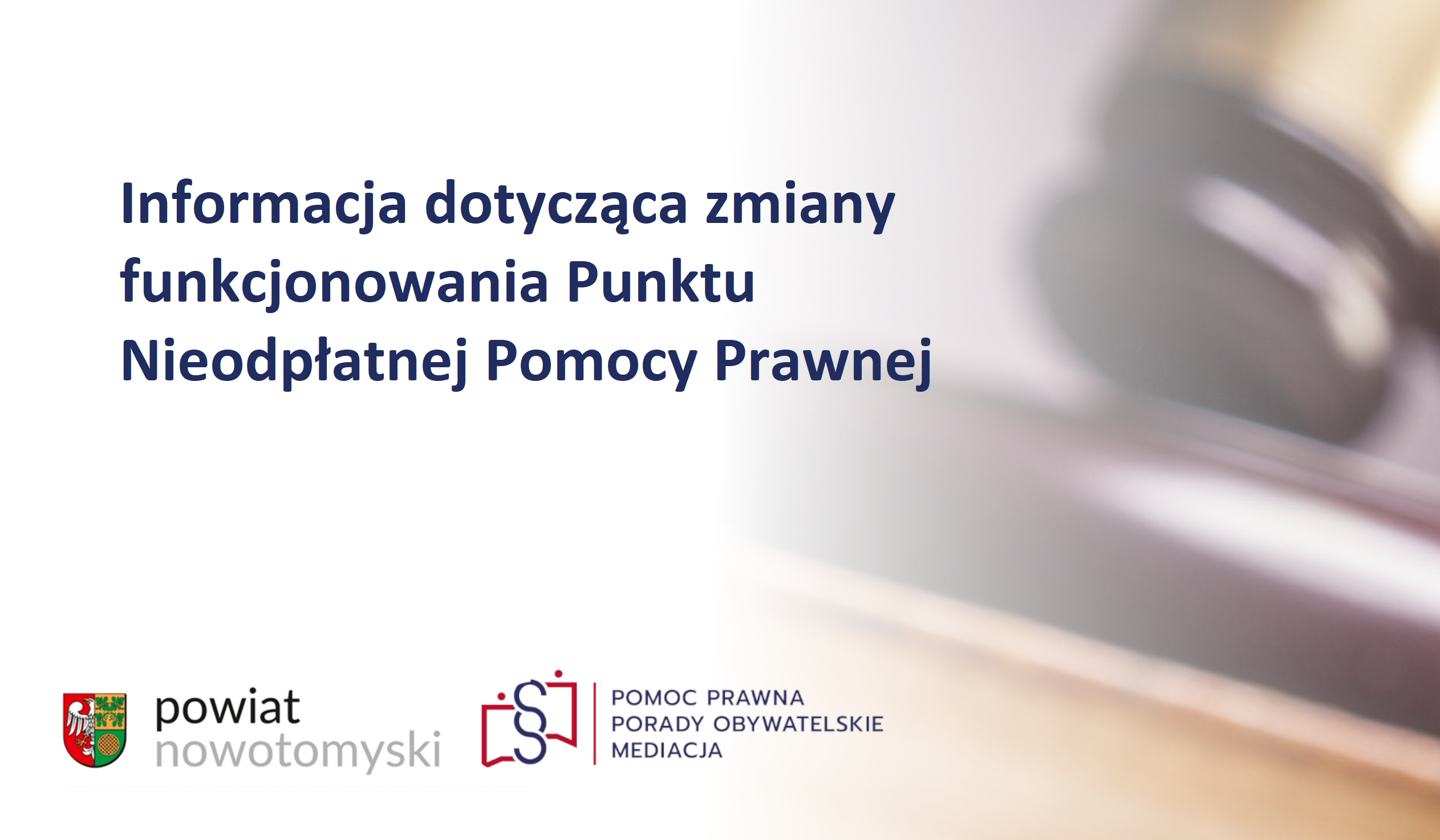 Ilustracja do informacji: Informacja dotycząca zmiany funkcjonowania Punktu Nieodpłatnej Pomocy Prawnej w Lwówku i Kuślinie w dniu 2 maja 2023 roku