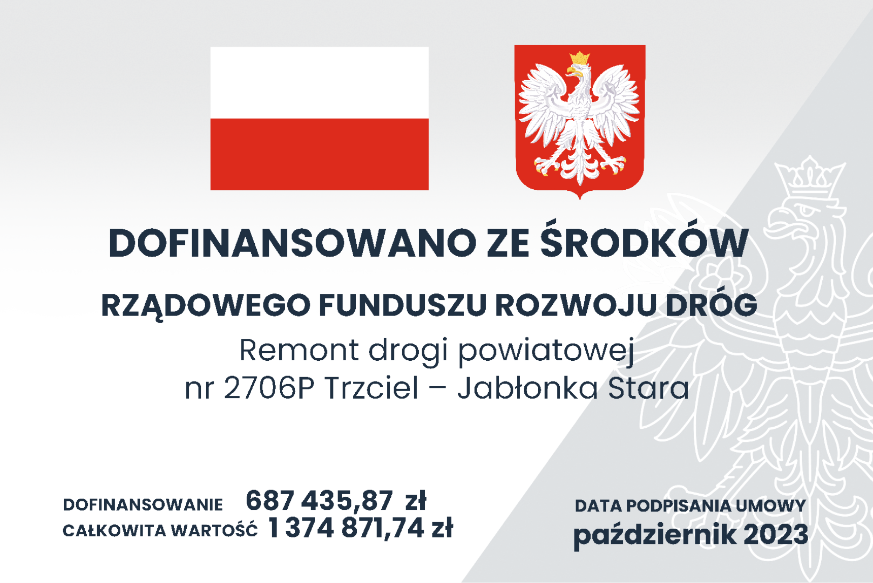 Ilustracja do informacji: Remont drogi powiatowej nr 2706P Trzciel – Jabłonka Stara